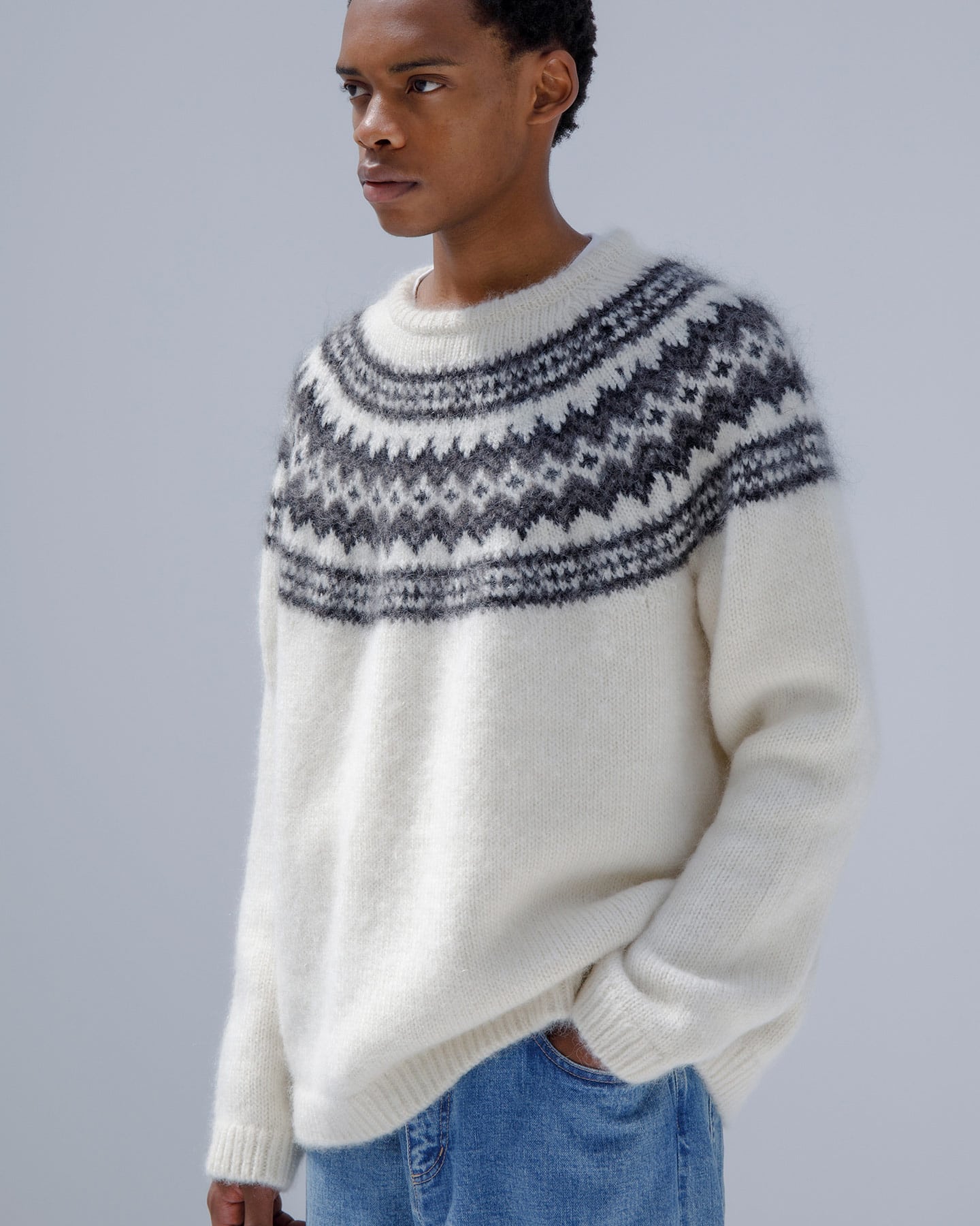 MOHAIR NORDIC CREWNECK KNIT