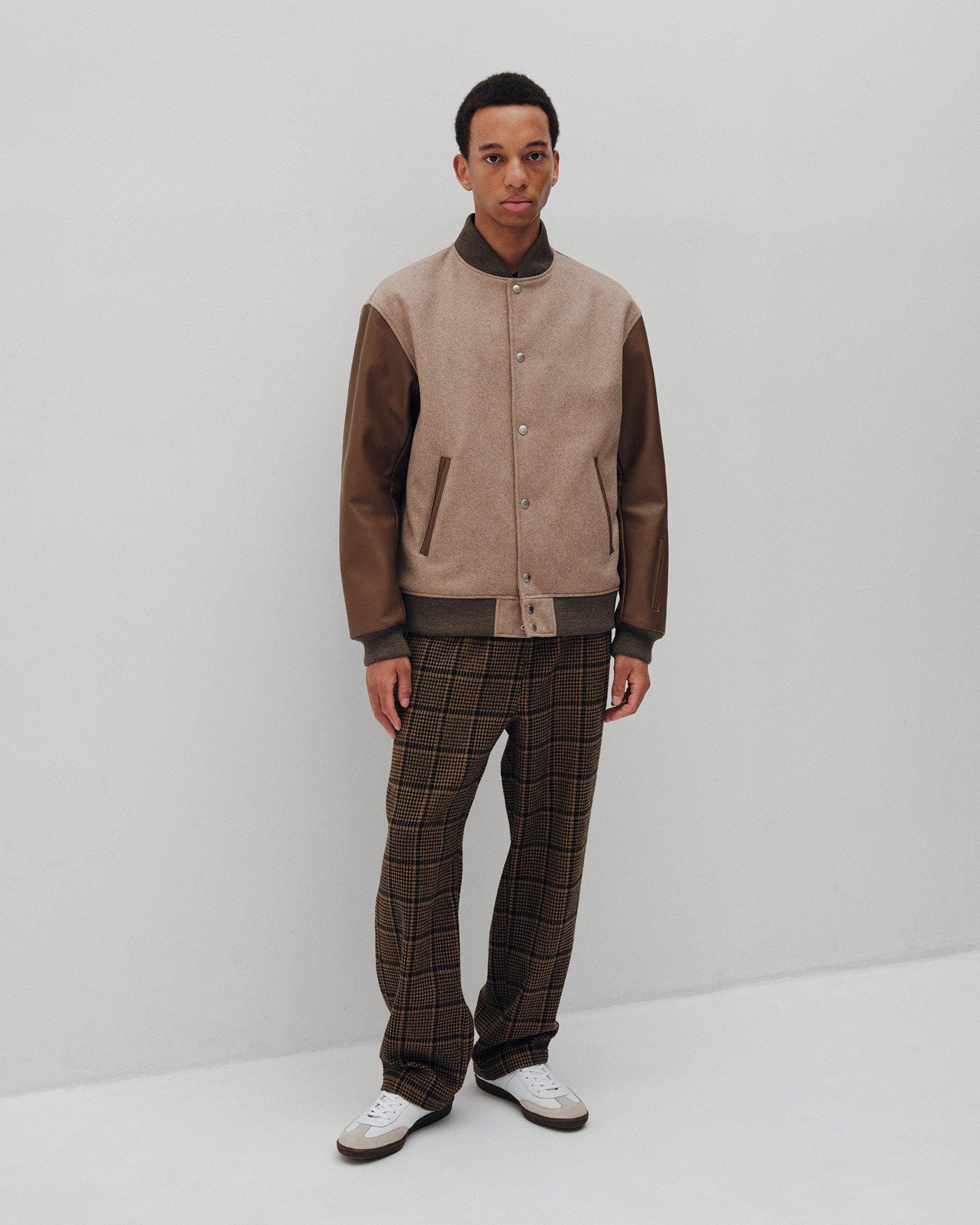 LEATHER SLEEVE VARSITY JACKET