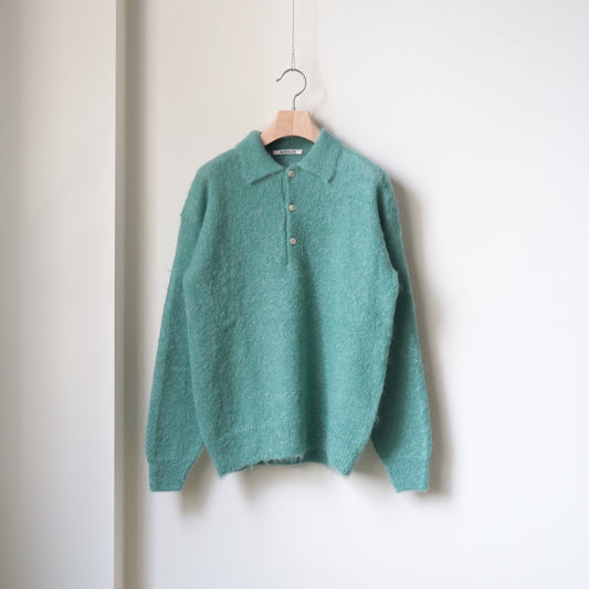 BRUSHED SUPER KID MOHAIR KNIT POLO