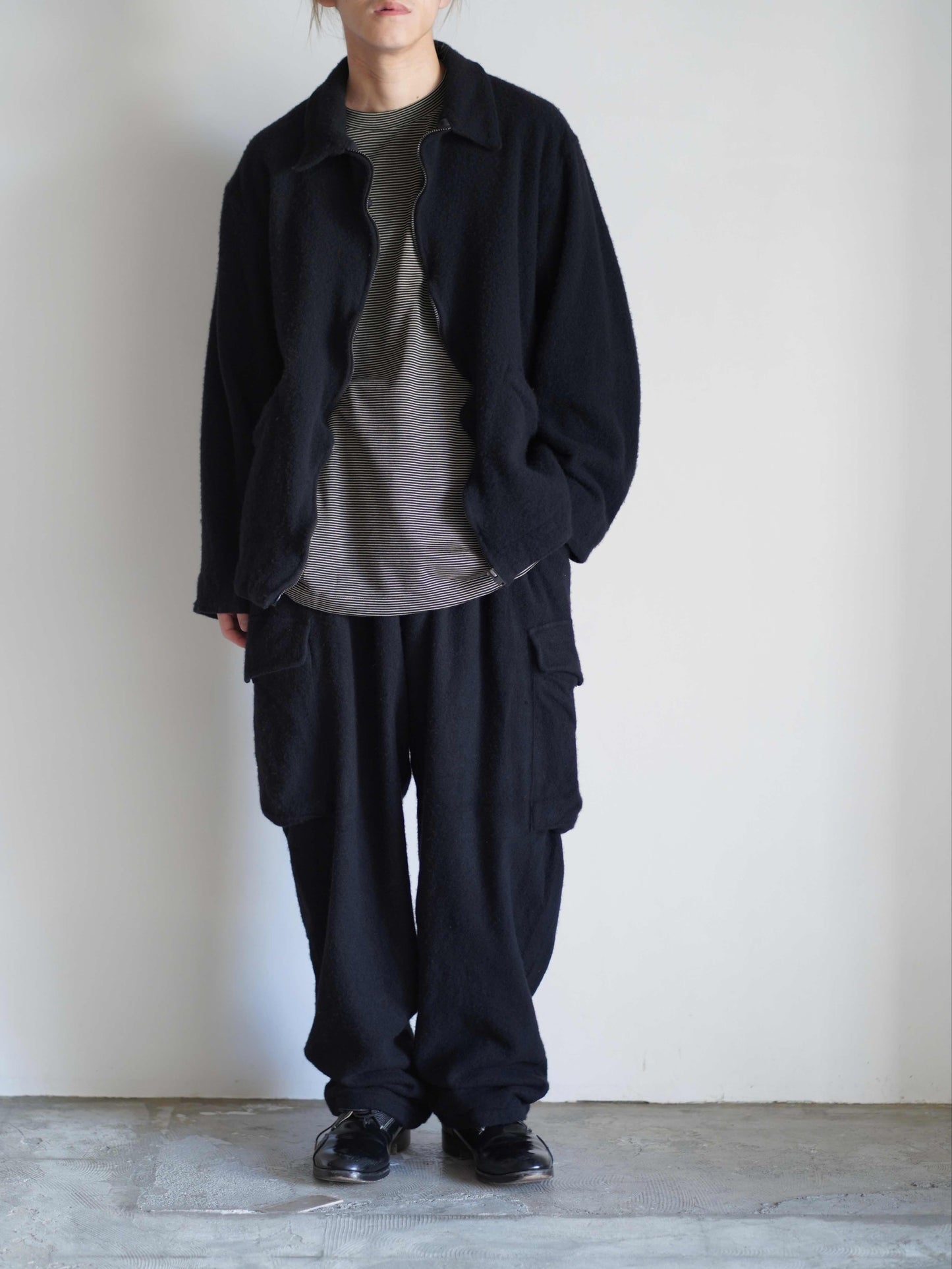 縮絨ウール ジップショートジャケット