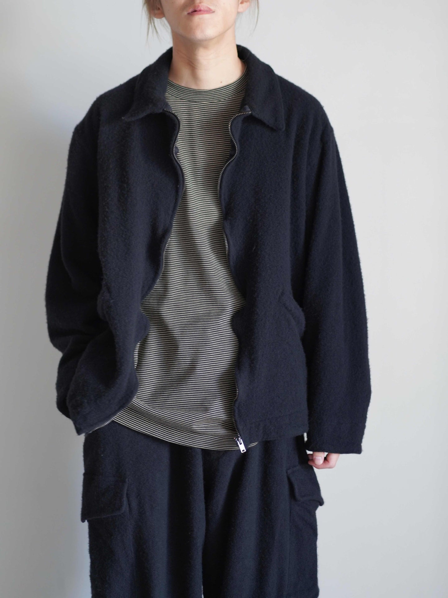 縮絨ウール ジップショートジャケット