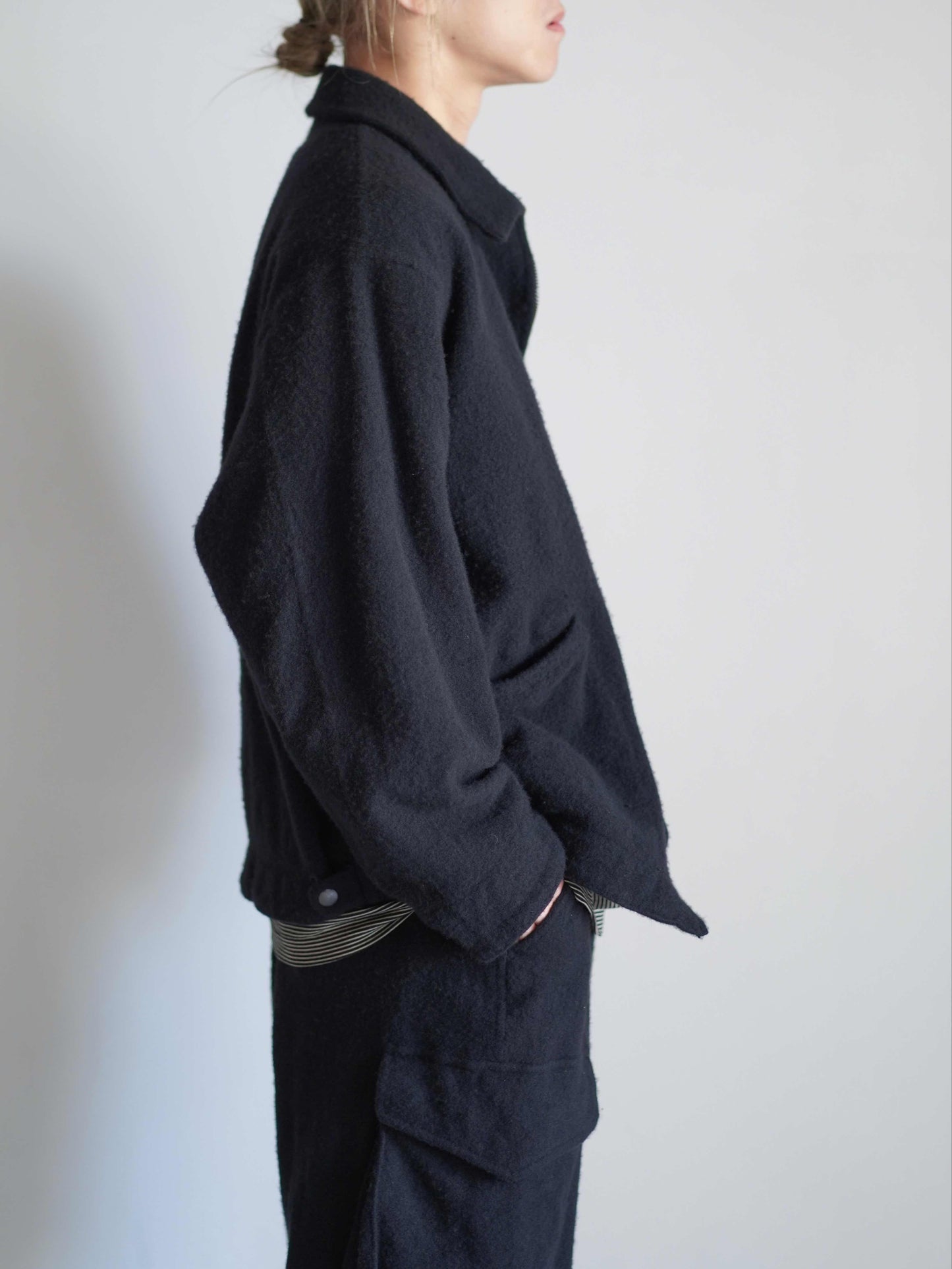 縮絨ウール ジップショートジャケット