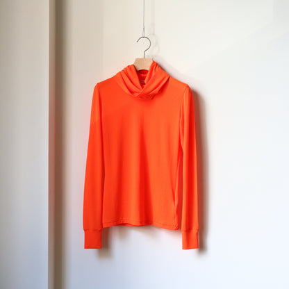 NYLON RIBBED NECK HOODED TOP