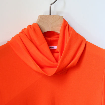 NYLON RIBBED NECK HOODED TOP