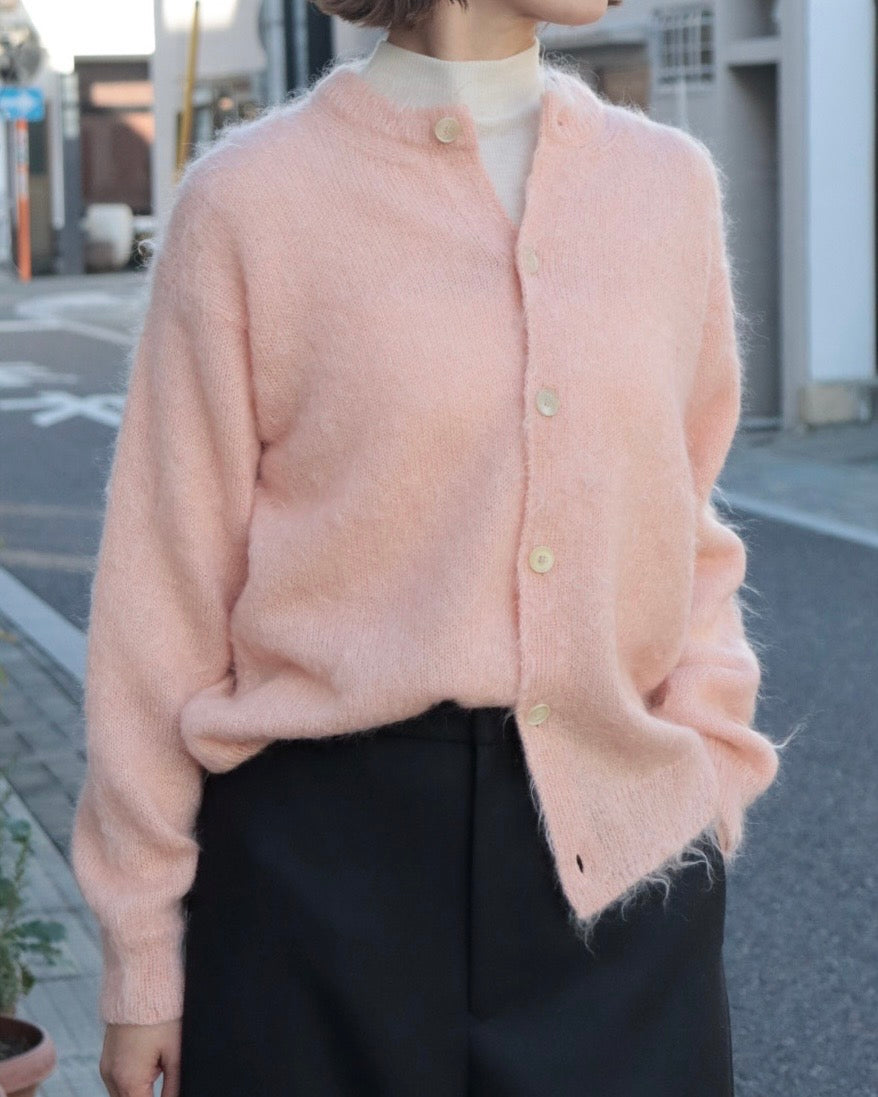 BRUSHED SUPER KID MOHAIR KNIT CARDIGAN