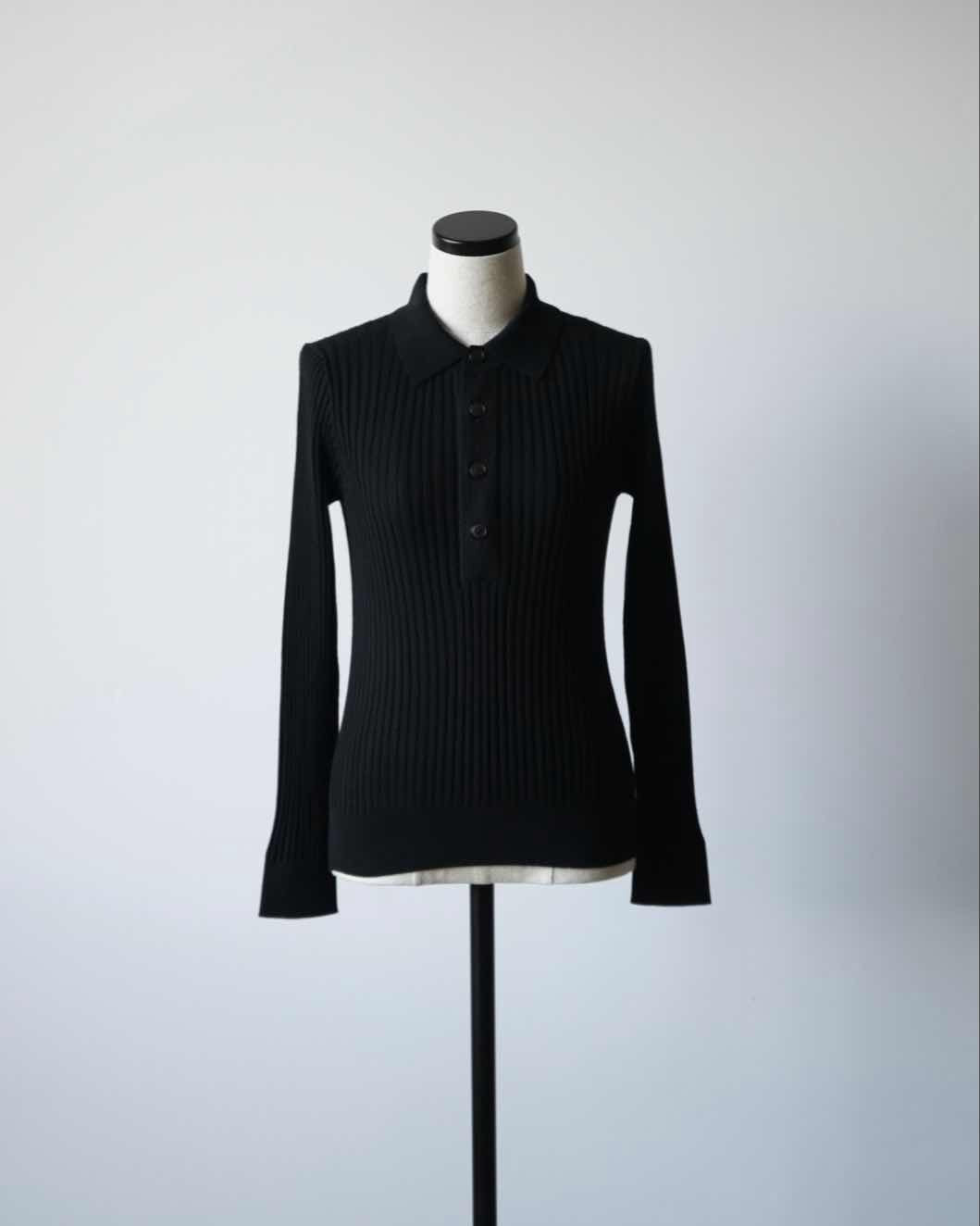 WIDE RIBBED POLO SWEATER