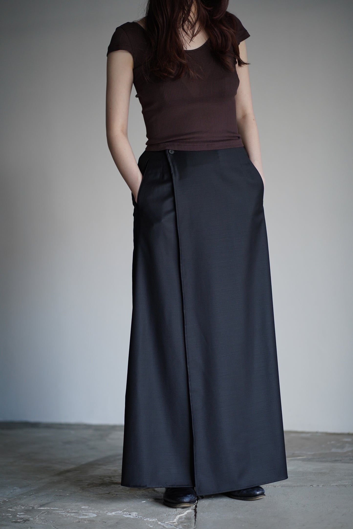 WOOL SILK WRAP SKIRT