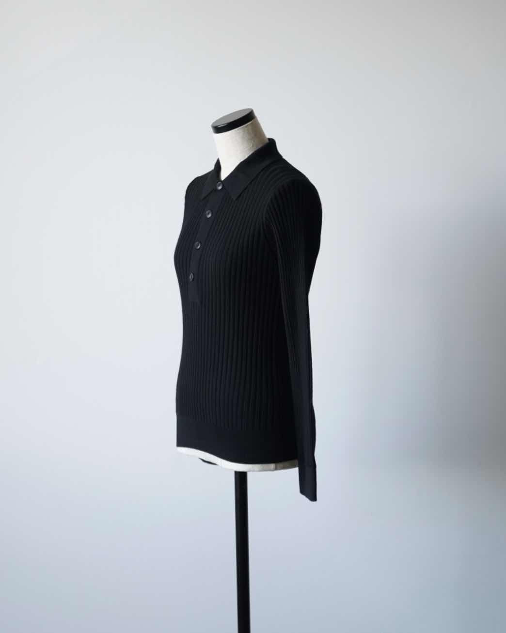 WIDE RIBBED POLO SWEATER