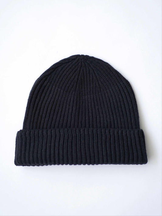 RIBBED KNIT WOOL BEANIE