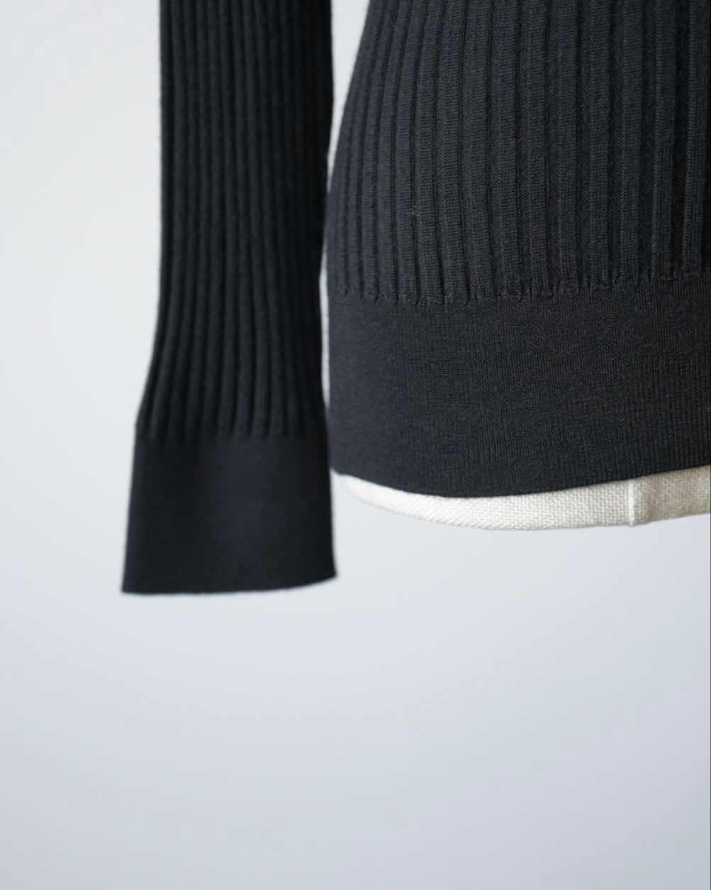 WIDE RIBBED POLO SWEATER