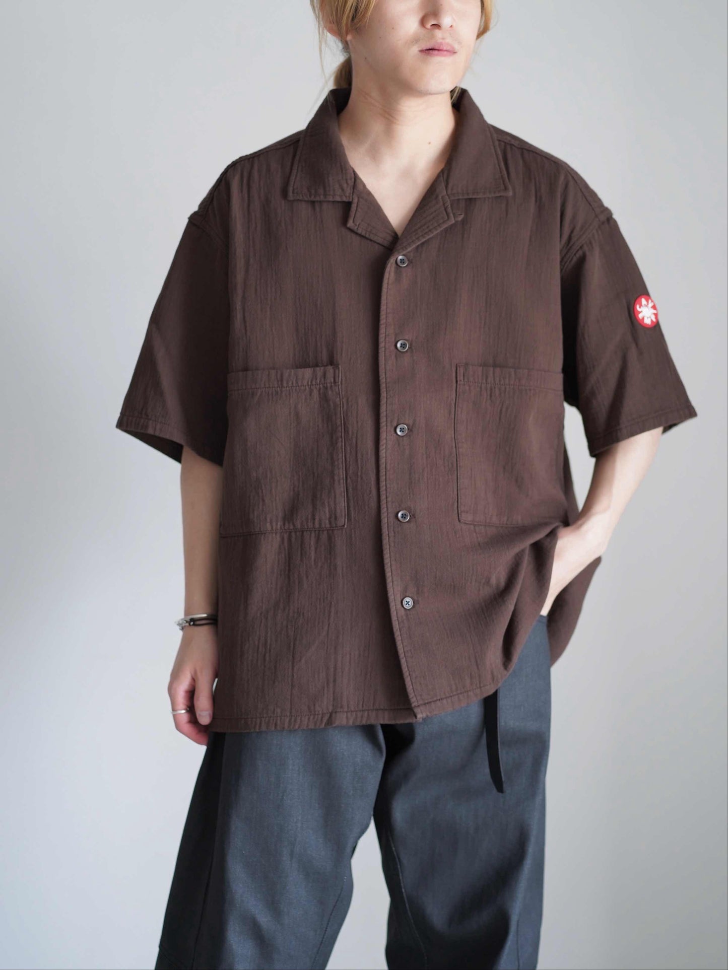 SOFT CW SHORT SLEEVE OPEN SHIRT BROWN