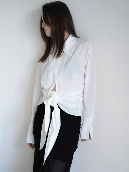 SATIN KNOTTED SHIRT