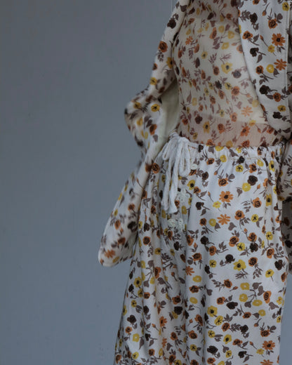 FLOWER PRINTED ROUND LAPEL JACKET