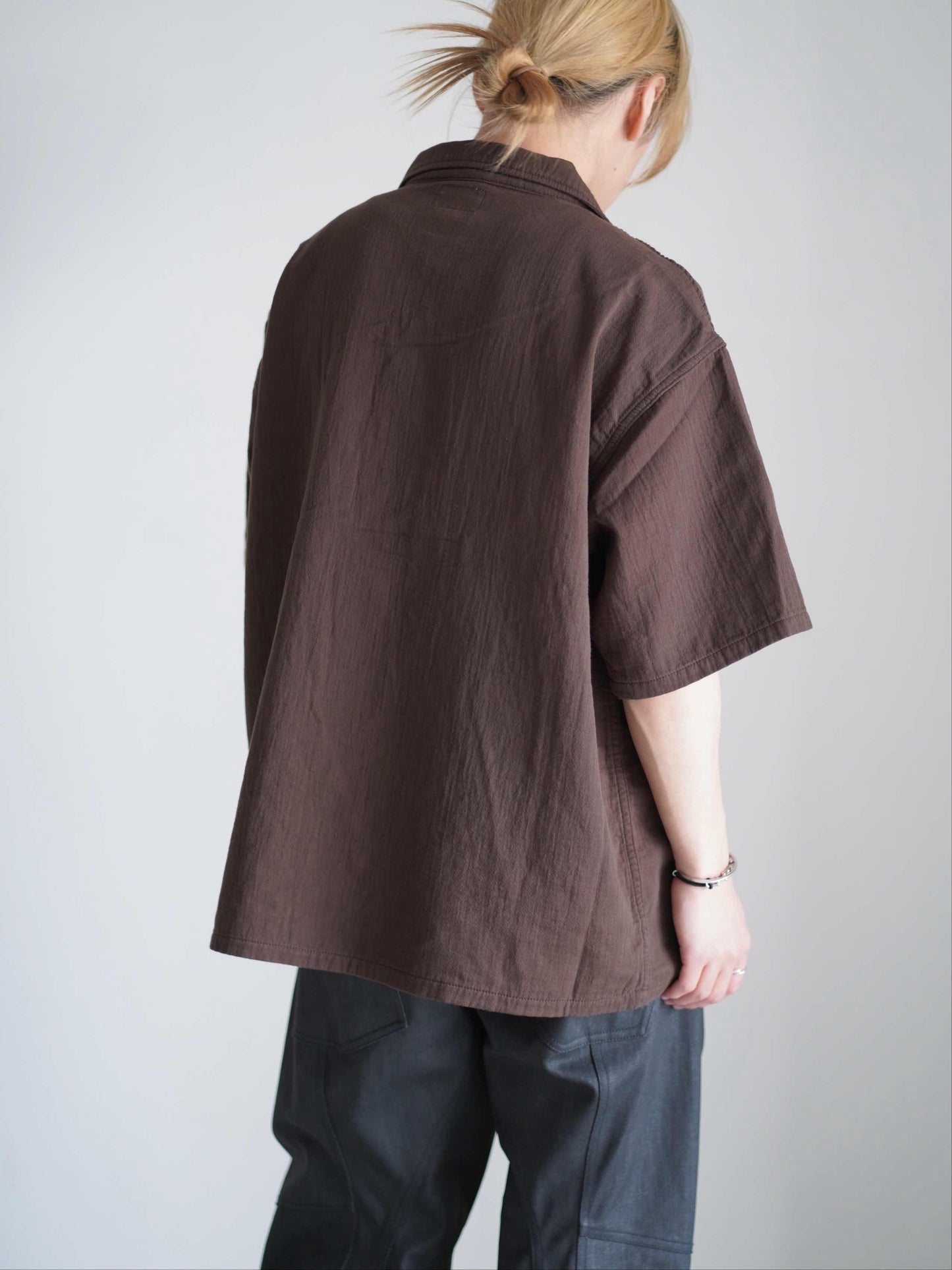 SOFT CW SHORT SLEEVE OPEN SHIRT BROWN