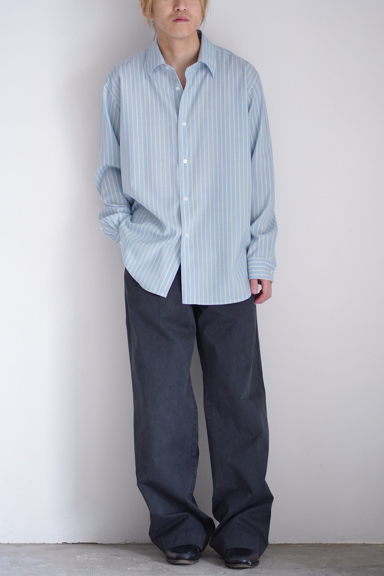 SUPER FINE WOOL STRIPE SHIRT