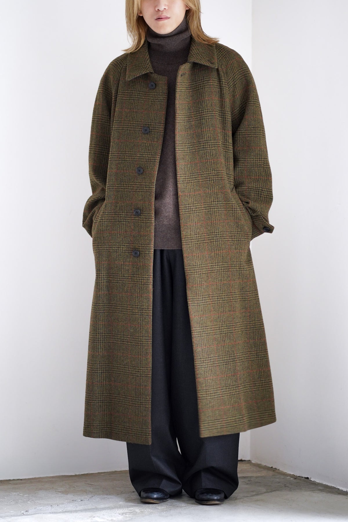 BRITISH TWEED RAGLAN SLEEVE BALMACAAN COAT