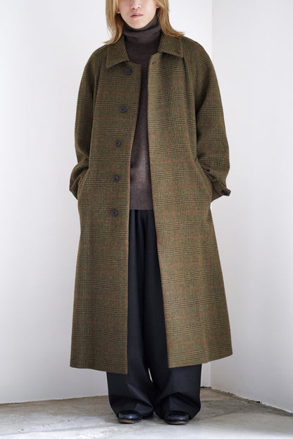 BRITISH TWEED RAGLAN SLEEVE BALMACAAN COAT