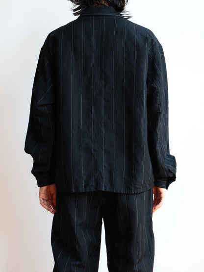 SHIRT132 Ian CPO LINEN STRIPE