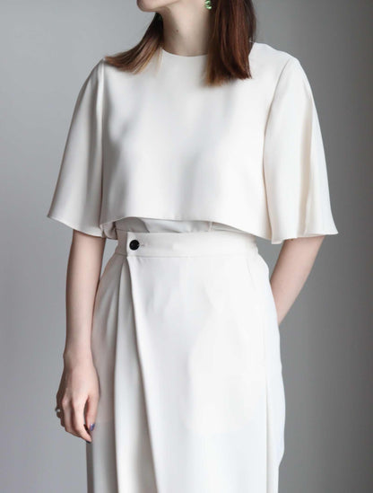 SATIN HALF-SLV TOP