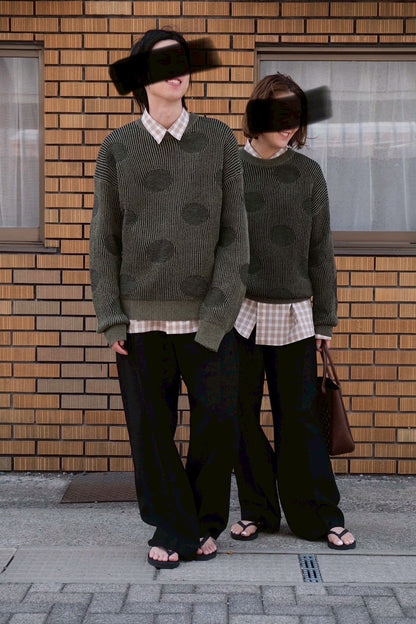 WASHI PAPER RIBBED POLKA DOTS SWEATER