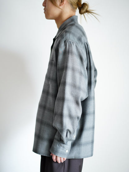 OMBRE CHECK OPEN COLLAR SHIRT L/S