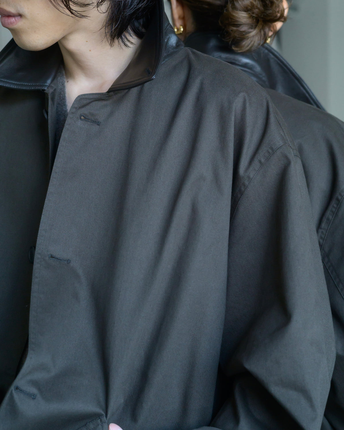OVERSIZED BLOUSON WITH LEATHER PATCH