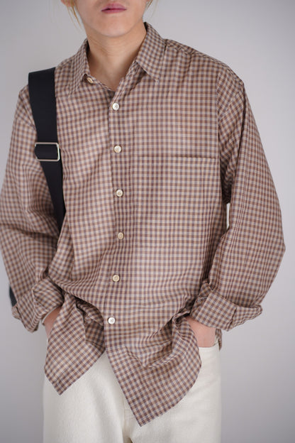AIRY LIGHT COTTON CHECK BIG SHIRT