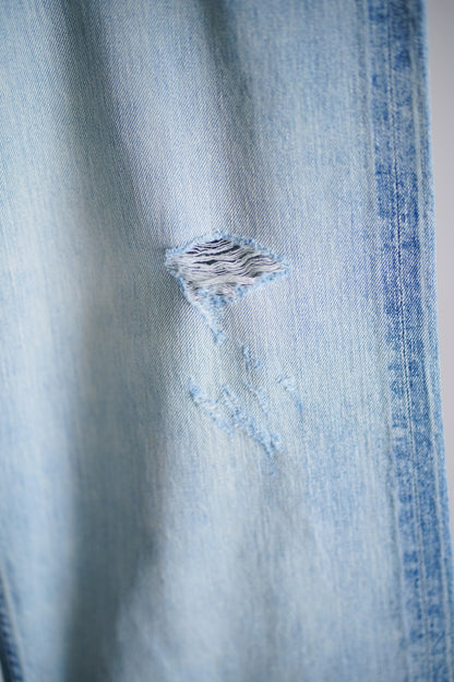 FADED SELVEDGE LIGHT DENIM WIDE PANTS