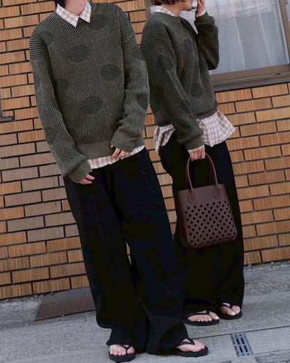 CRAPE DOUBLE PLEATED WIDE TROUSERS