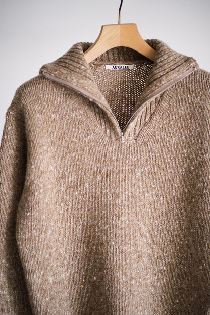 LOW-GAUGE HOMESPUN TWEED KNIT ZIP TURTLE