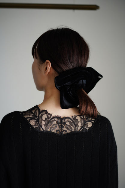 OVERSIZED HAIRY LACE PANELED KNIT CARDIGAN