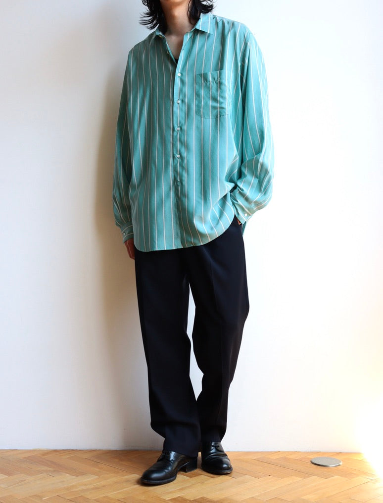 SHIRT138 ALF SILK Green stripe