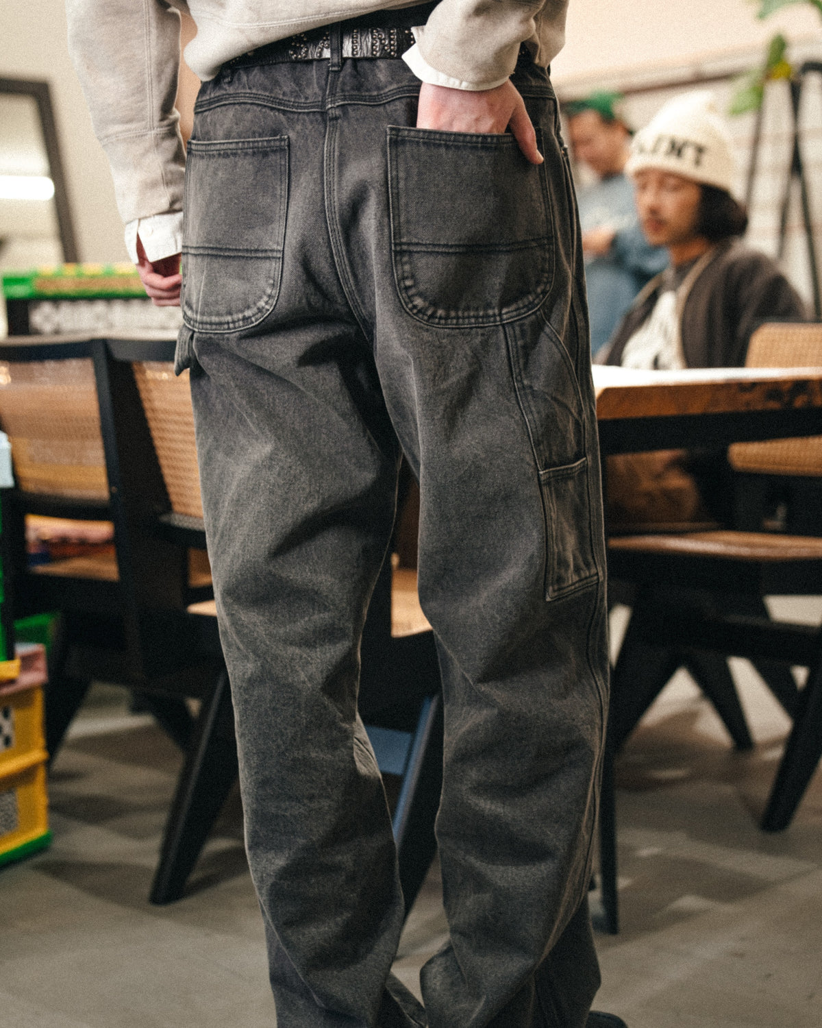 072 BLK DENIM PAINTER PANTS