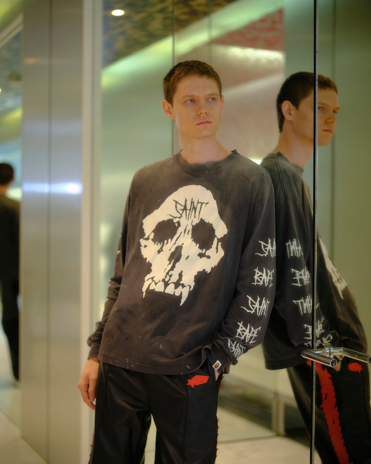 C37 BAPE_LS T-SHIRT / SKULL