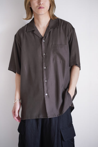 CUPRO TWILL OVERSIZED OPEN COLLAR SS SHIRT