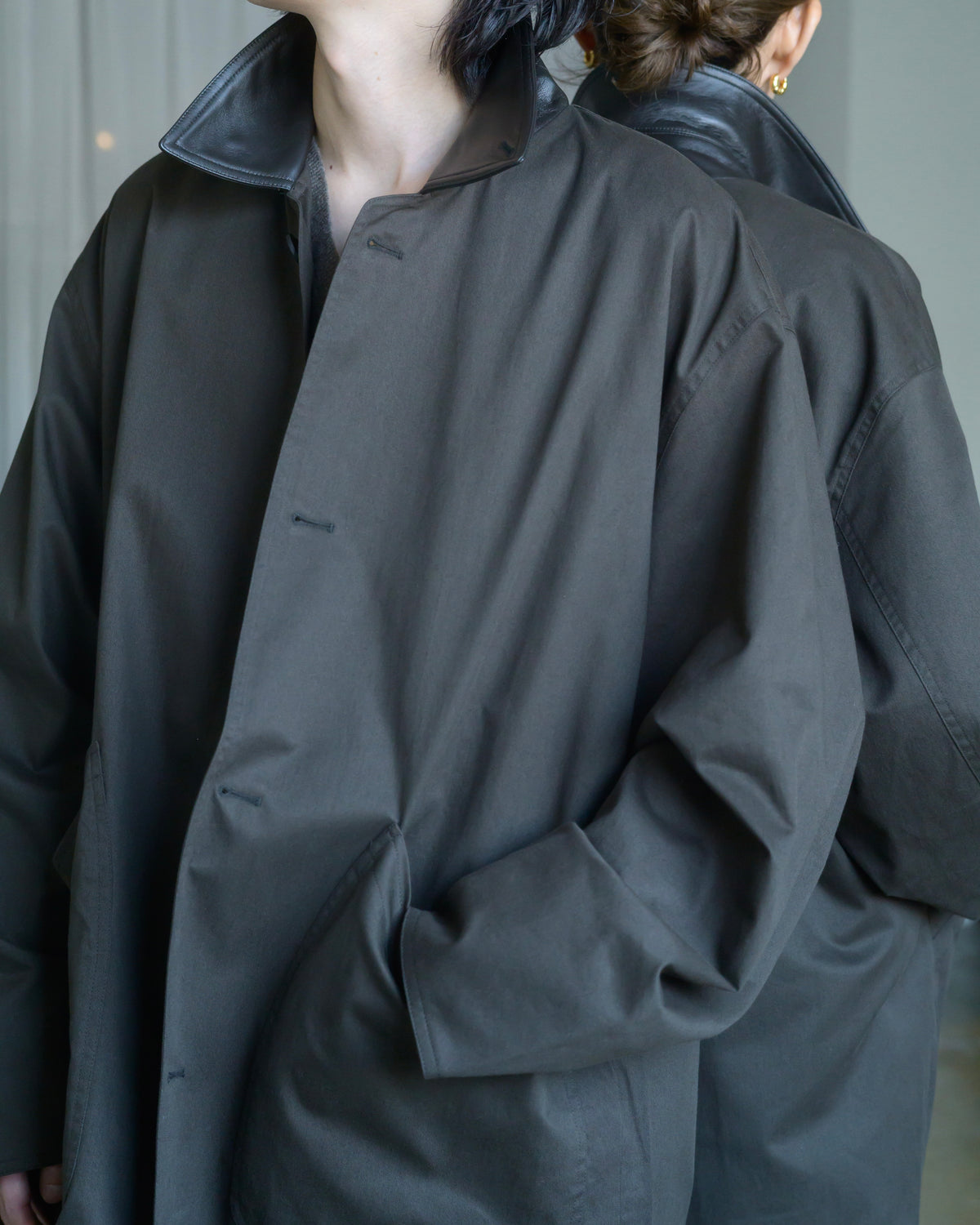 OVERSIZED BLOUSON WITH LEATHER PATCH