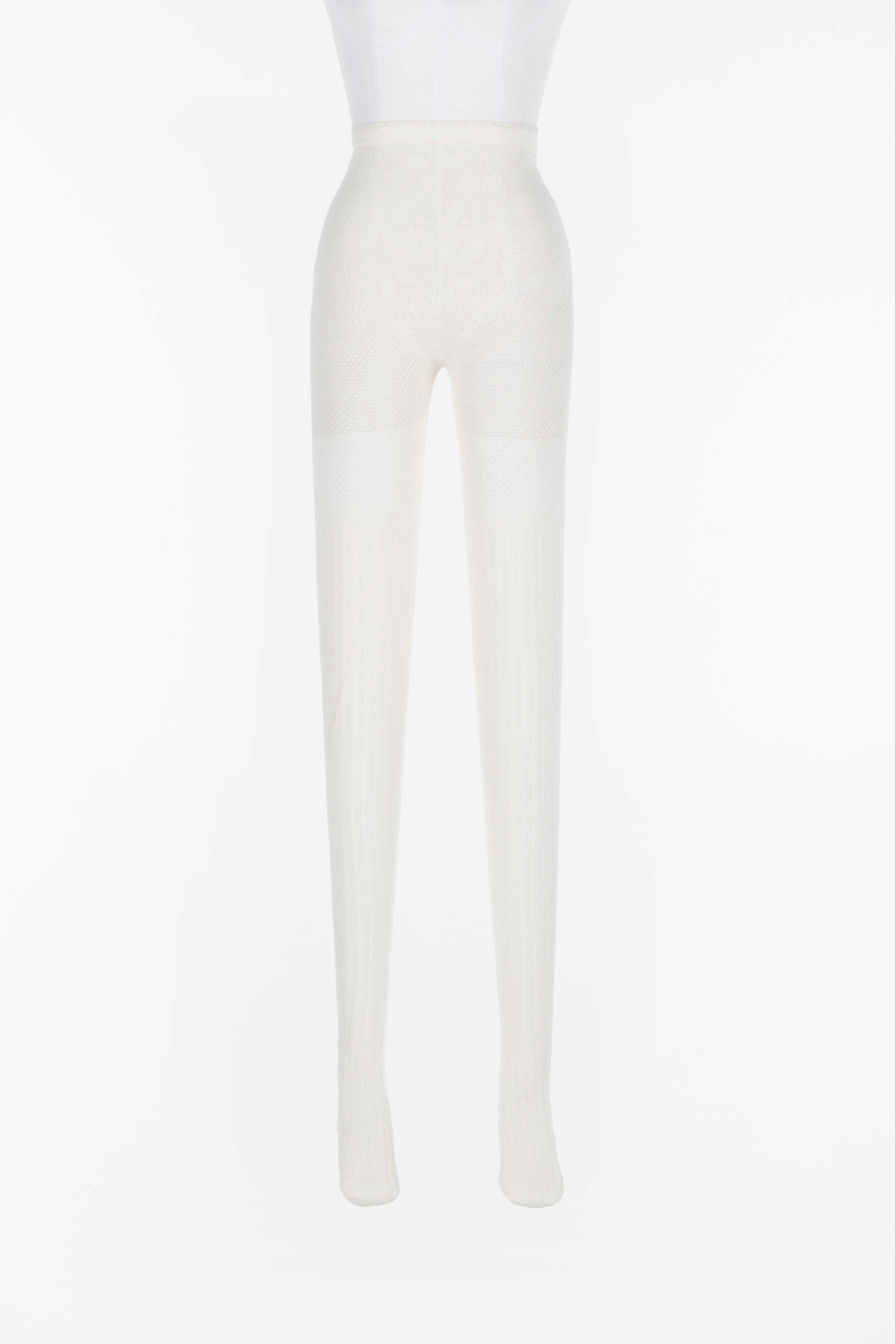 Rose pattern lace-knit knit tights