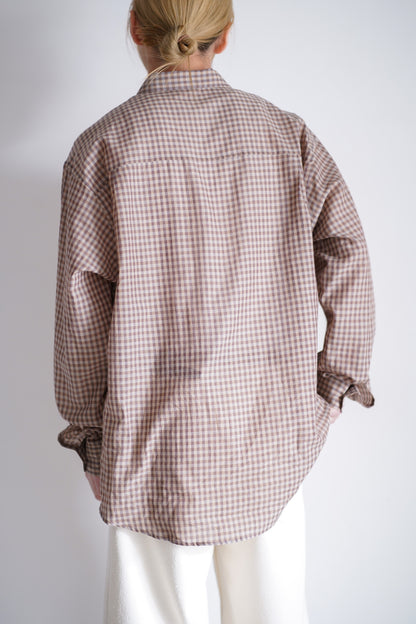 AIRY LIGHT COTTON CHECK BIG SHIRT