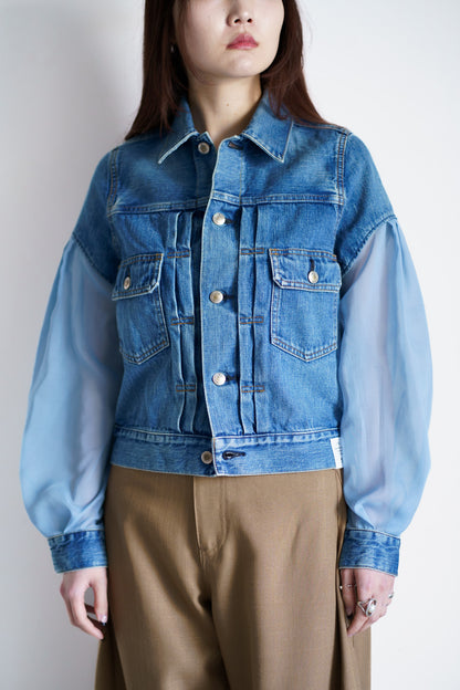 BALLOON SLEEVE DENIM JACKET TYPE 2 / REGULAR FIT(SHEER SLEEVE)