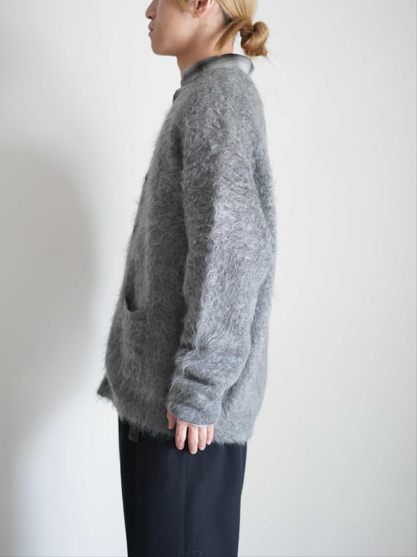 KID MOHAIR KNIT V NECK CARDIGAN