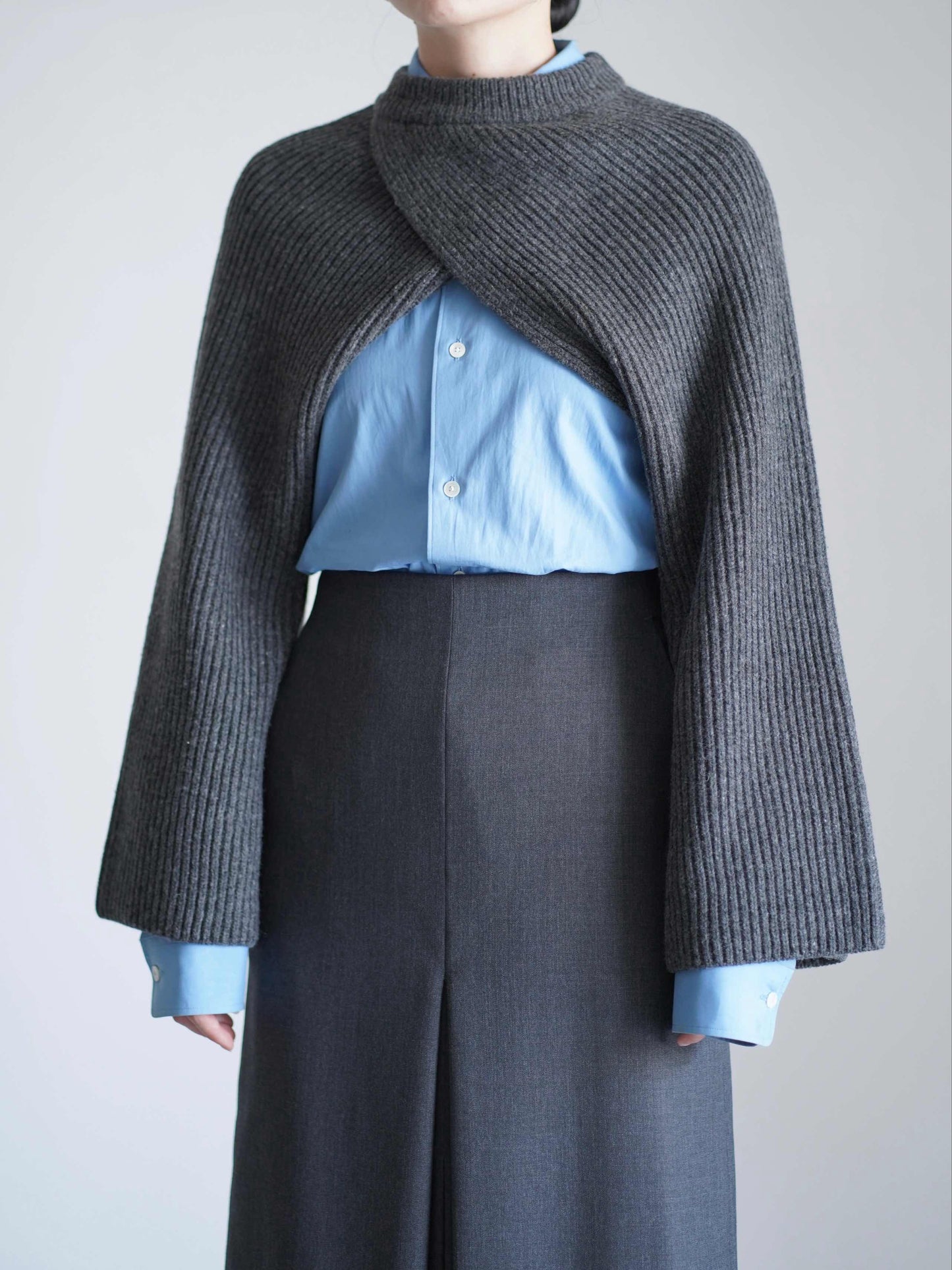 RIBBED KNIT WOOL SHRUG