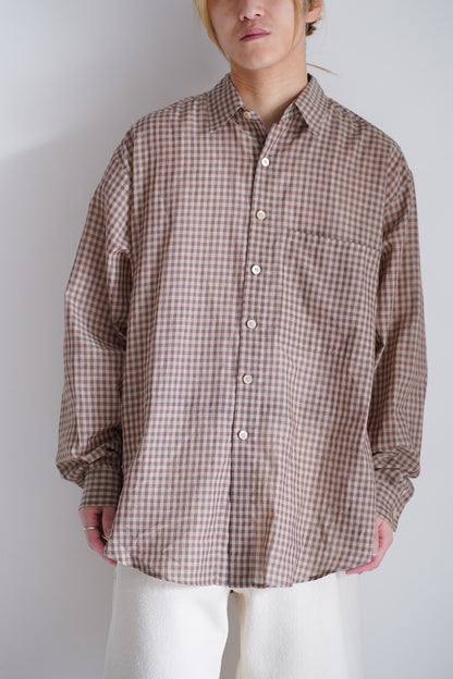 AIRY LIGHT COTTON CHECK BIG SHIRT