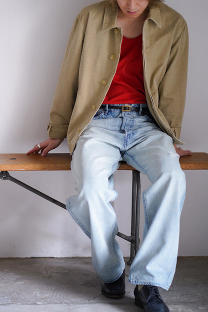 FADED SELVEDGE LIGHT DENIM WIDE PANTS