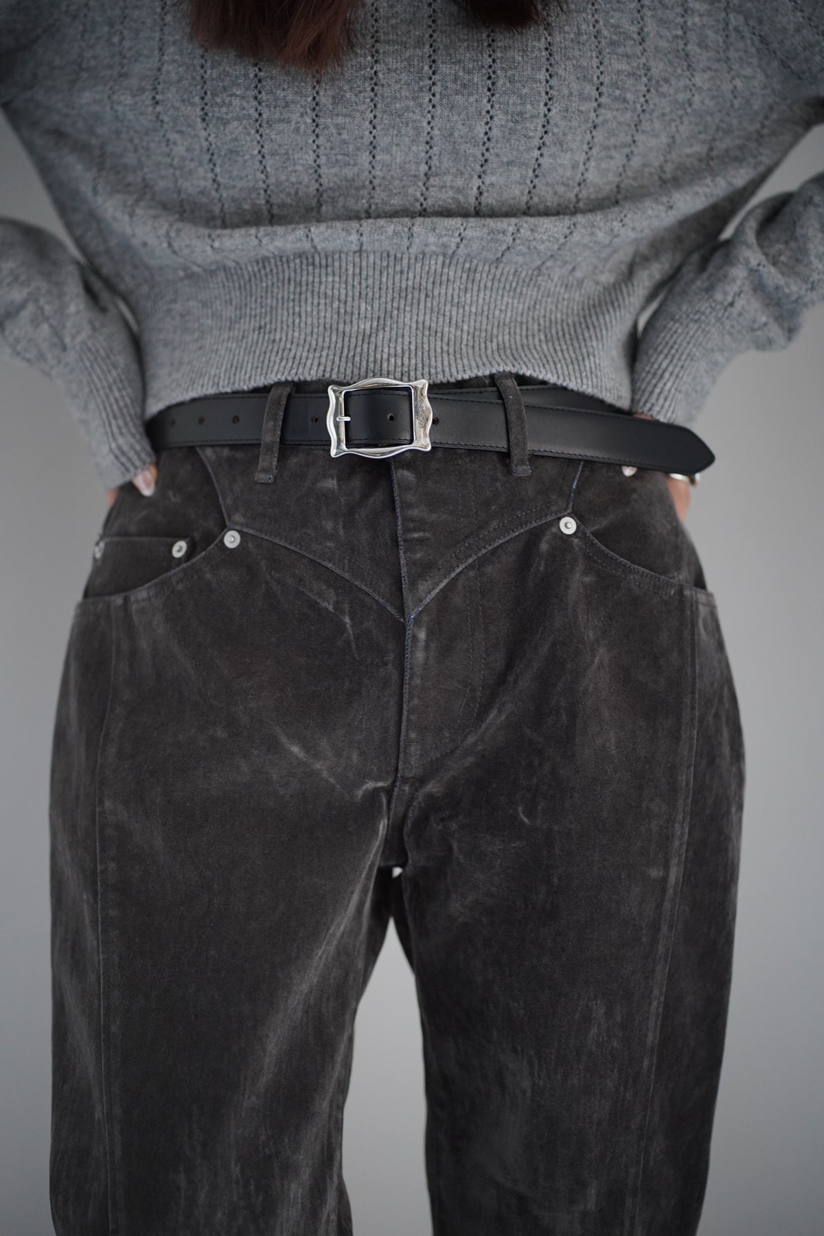 FLOCKED DENIM SLIM JEANS