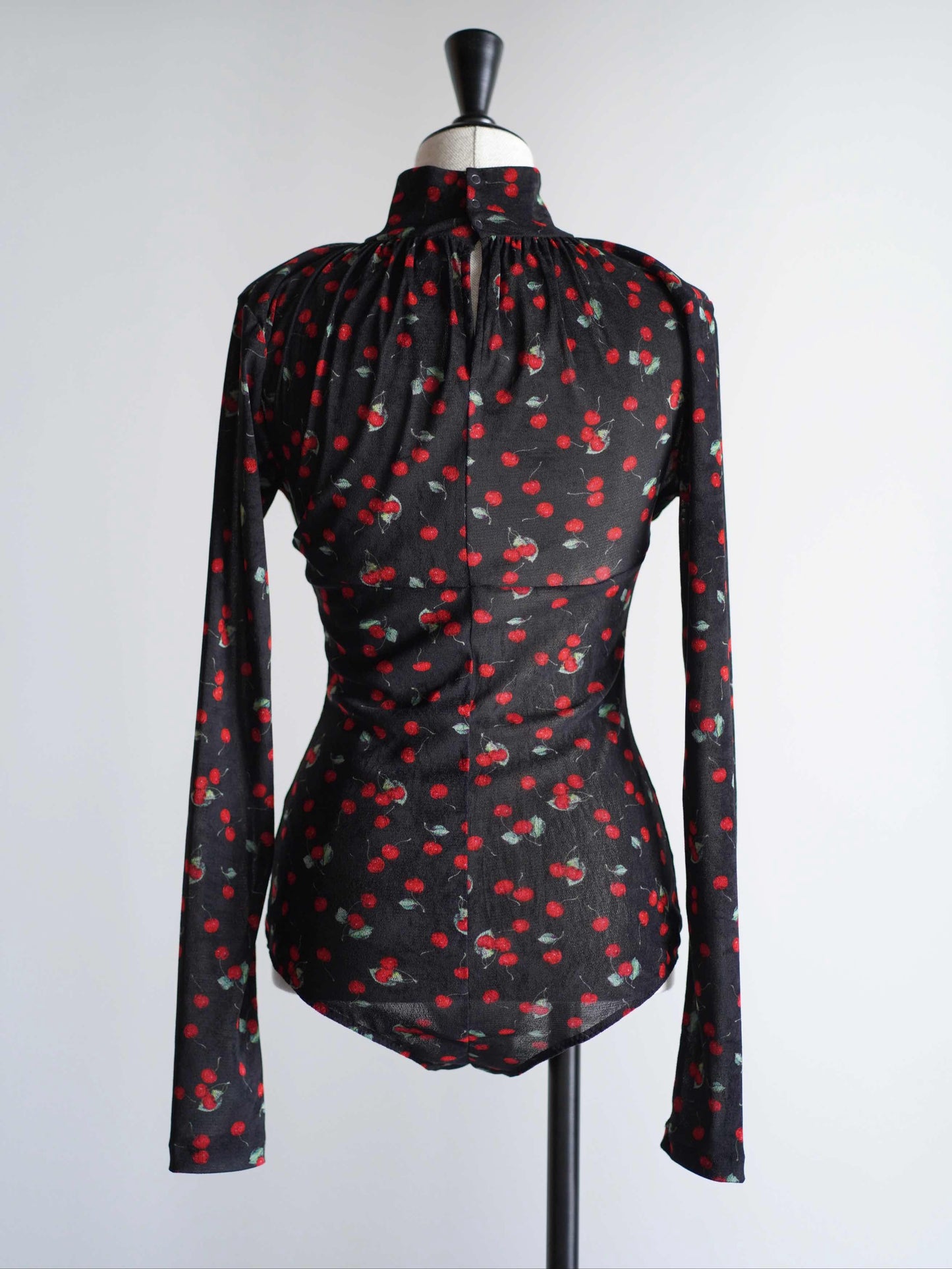 Printed velvet tulle turtleneck bodysuit