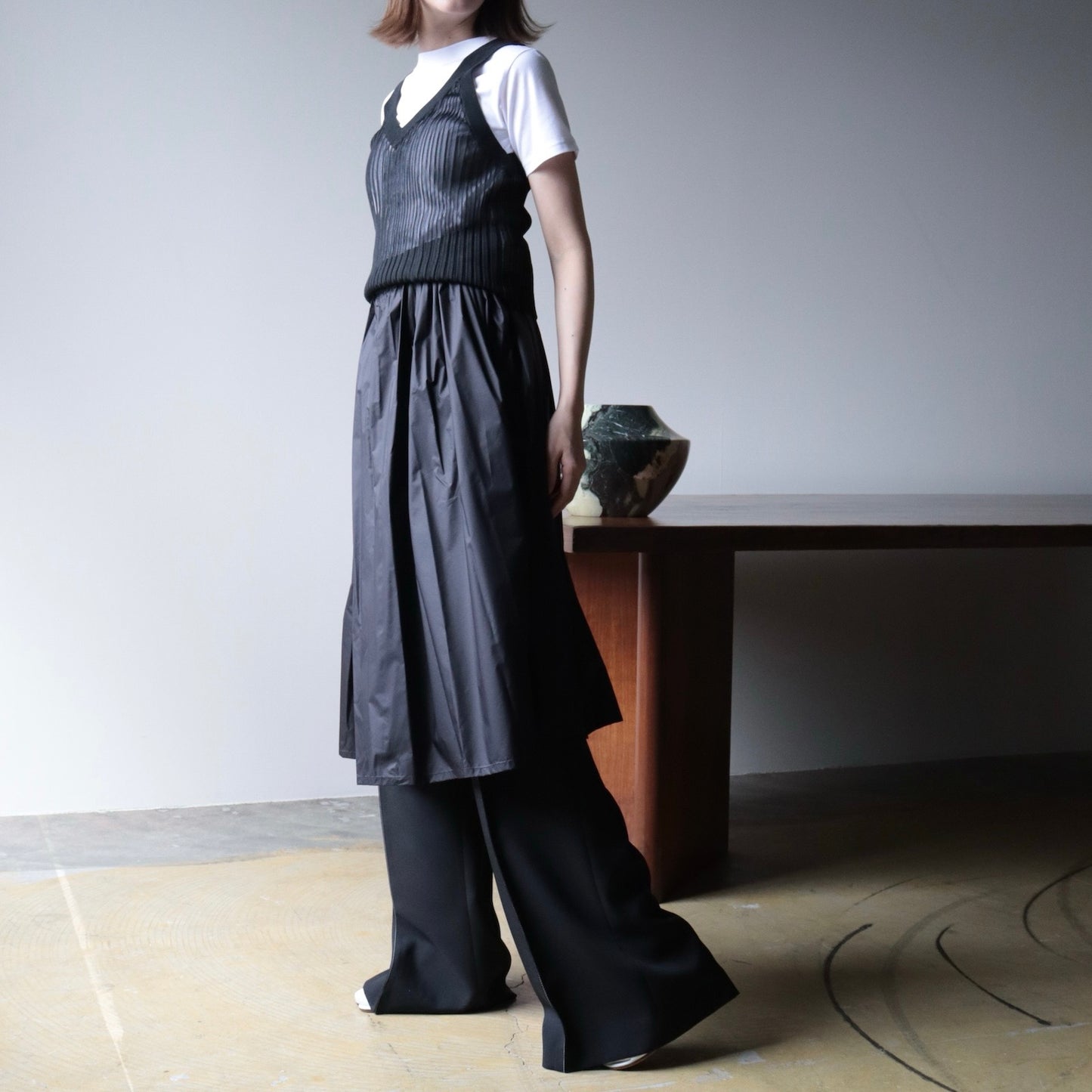 SHEER WIDE RIBBED SWEATER BUSTIER TOP