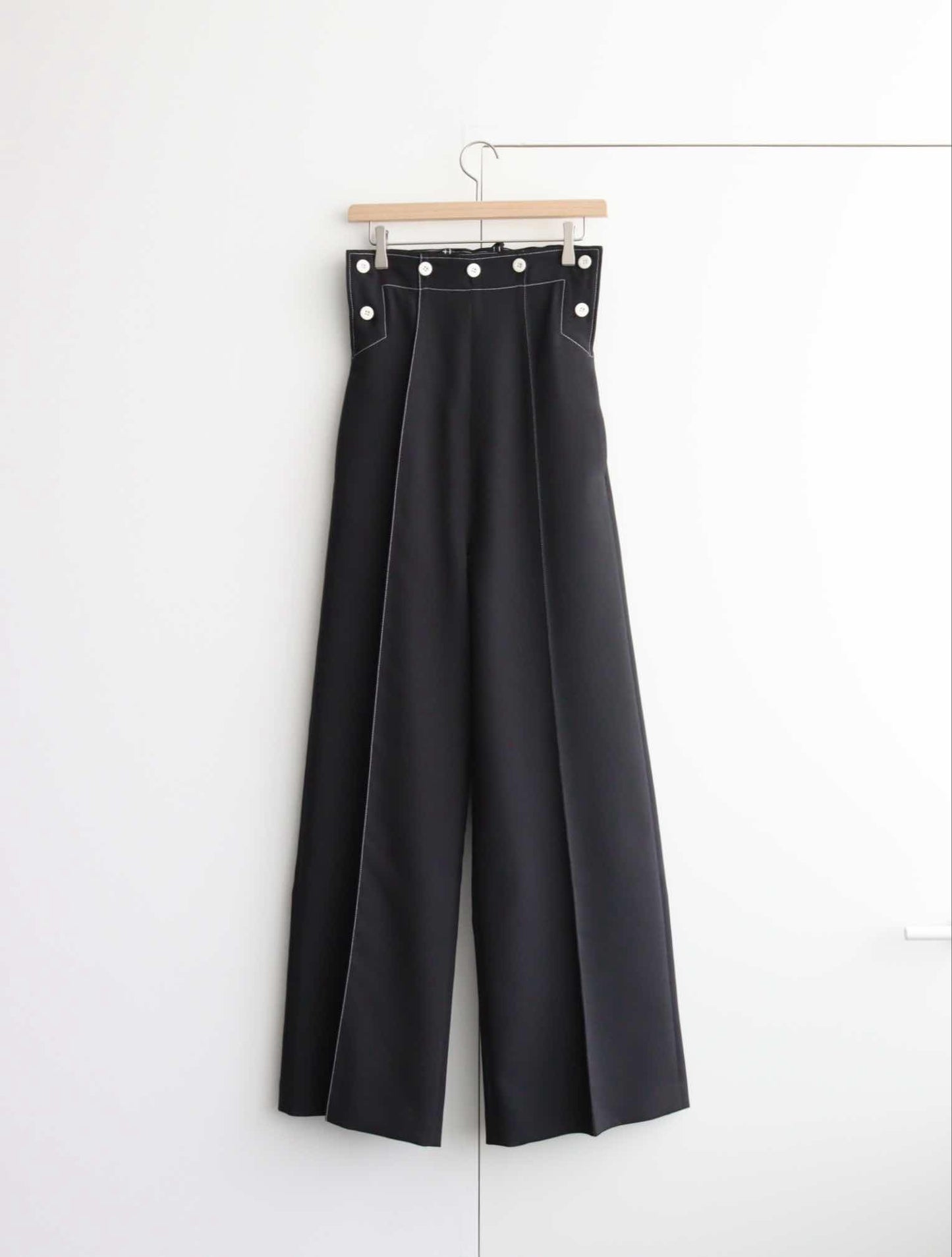 WHITE STTITCH HIGHT WAIST MARINE PANTS