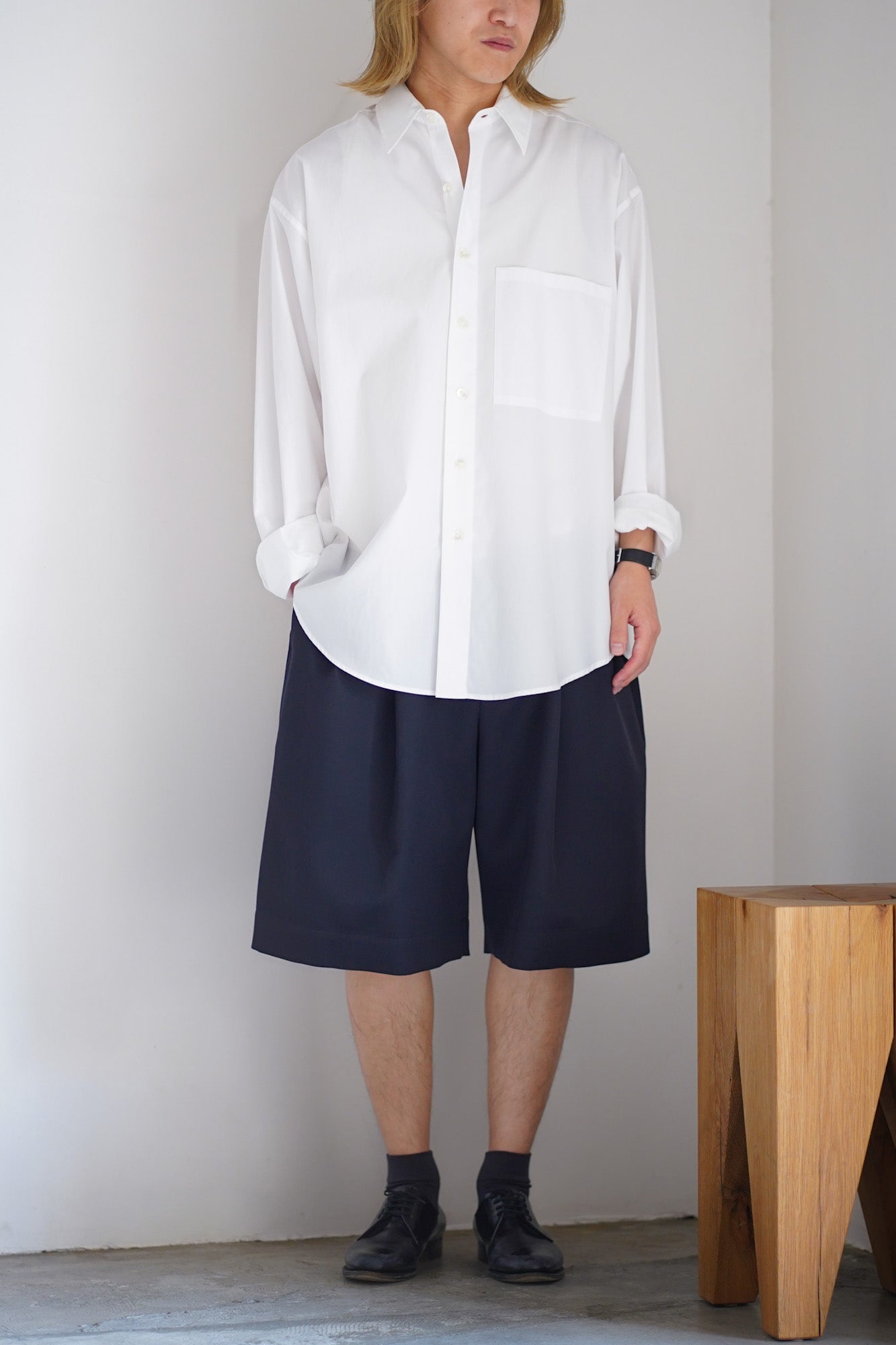 WOOL KERSEY WIDE EASY SHORT TROUSERS