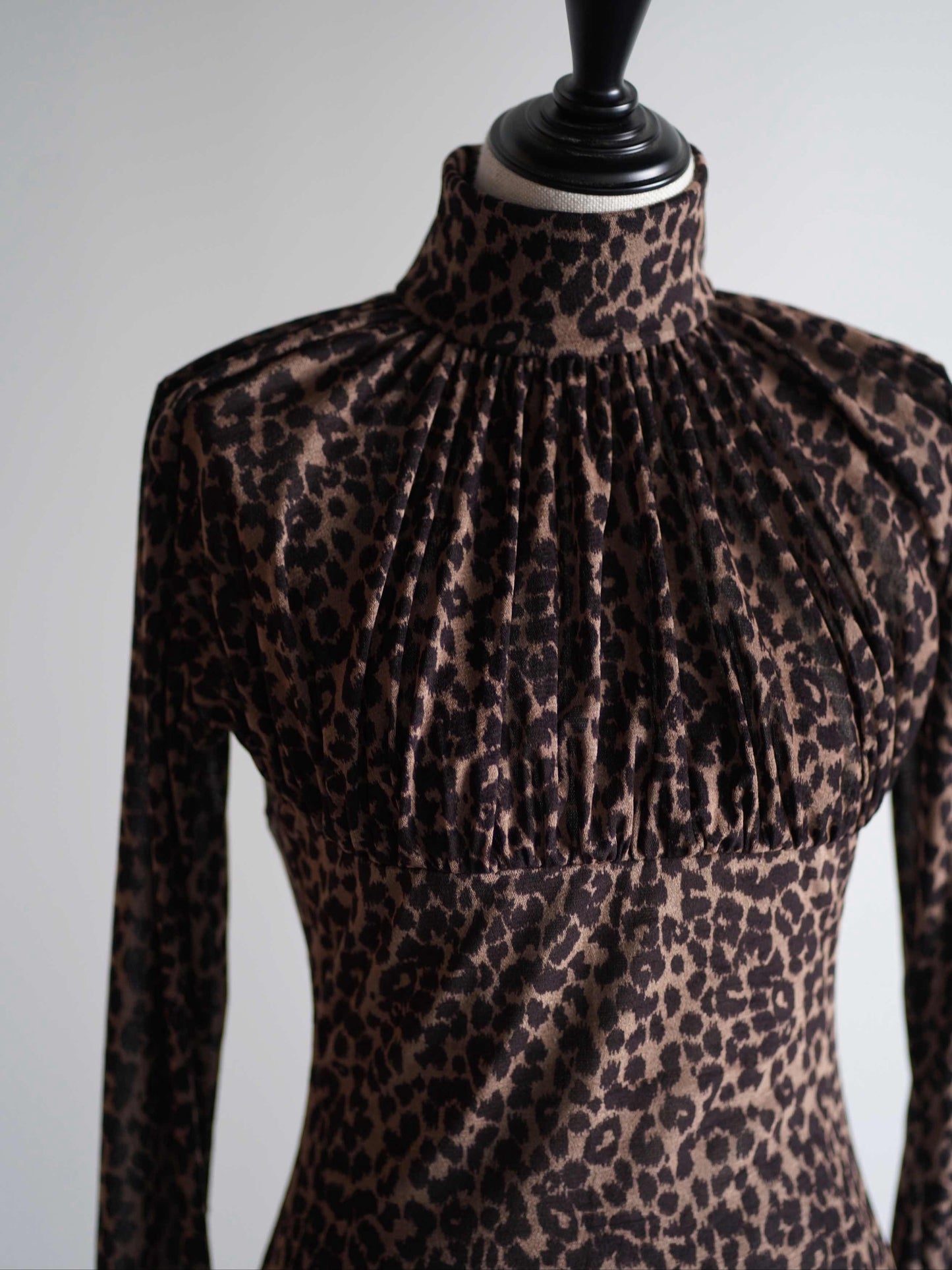 Printed velvet tulle turtleneck bodysuit