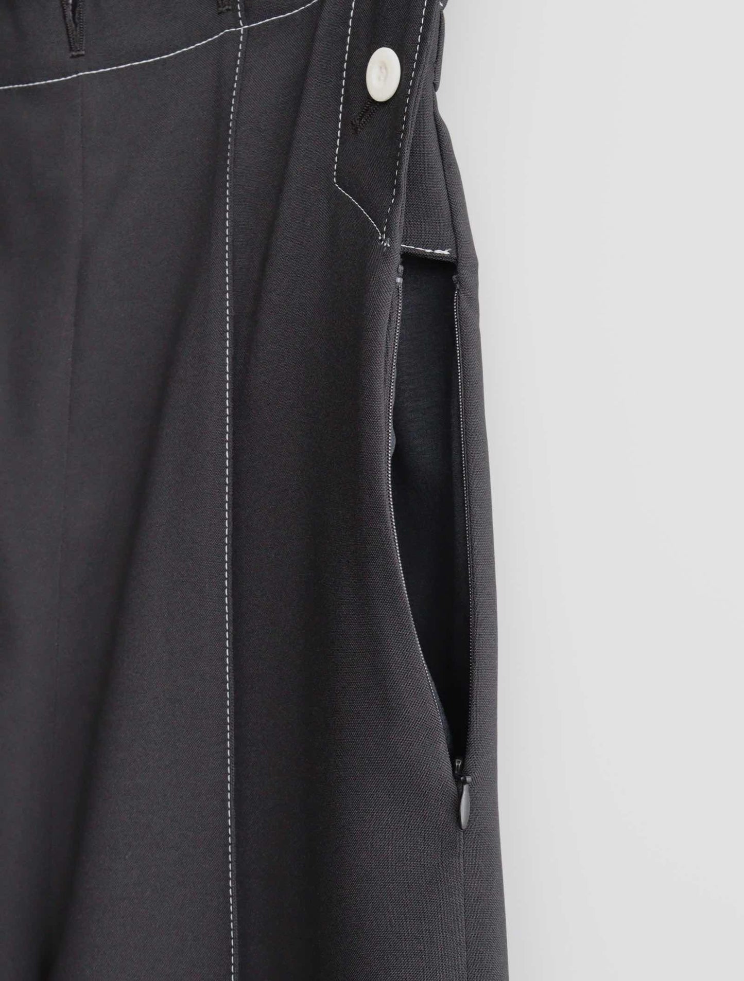 WHITE STTITCH HIGHT WAIST MARINE PANTS